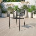 Flash Furniture Commercial Grade Black Indoor-Outdoor Steel Patio Arm Chair with Round Back