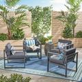 Azalea Outdoor Aluminum Club Chairs Set of 4 Dark Gray Black