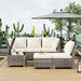 Outdoor Patio Furniture Sets 6-Piece Patio Sectional Wicker Sofa with Cushions Outdoor Modern Wicker Sofa w/Storage Box for Backyards Gardens Balconies Poolside Beige S1753