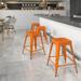 Emma + Oliver Commercial Grade 24 H Backless Orange Metal Indoor-Outdoor Counter Height Stool