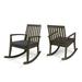 Reyna Outdoor Acacia Wood Rocking Chairs with Cushions Gray Dark Gray