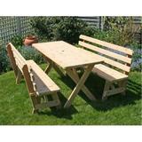 Cedar 27 in. Wide 4 ft. Cross Legged Picnic Table with -2- 4 ft. Backed Benches