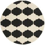 SAFAVIEH Courtyard Elwyn Geometric Trellis Indoor/Outdoor Area Rug 5 3 x 5 3 Round Beige/Black