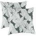 Jordan Manufacturing 16 x 16 Carano Stone Grey Leaves Square Outdoor Throw Pillow (2 Pack)