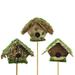 A-Shaped Mossy Mini Birdhouse Picks 2-Inch 3-Piece