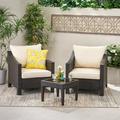 Manhattan 3 Piece Wicker Conversation Set with Cushions Multi Brown