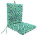 Jordan Manufacturing 44 x 21 Adonis Capri Teal Medallion Rectangular Outdoor Chair Cushion with Ties and Hanger Loop