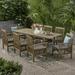 Christopher Outdoor 8 Seater Expandable Acacia Wood Dining Set Gray and Dark Gray