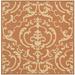 SAFAVIEH Courtyard Dara Damask Indoor/Outdoor Area Rug 7 10 x 7 10 Square Terracotta/Natural