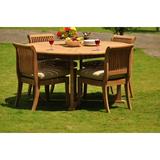Teak Dining Set: 4 Seater 5 Pc: 60 Round Table And 4 Giva Armless Chairs Outdoor Patio Grade-A Teak Wood WholesaleTeak #WMDSGV24