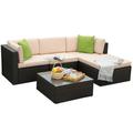 LACOO 5 Pieces Patio Sectional Set Outdoor Wicker Conversation Set with Table Green