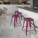 Emma + Oliver Commercial Grade 24 H Backless Purple Indoor-Outdoor Counter Height Stool