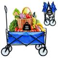 Folding Wagon Garden Carts and Wagons 40.5 x21 x46.5 Utility Wagon Beach Cart with Adjustable Handle & 2 Mesh Cup Holders for Outdoor Activities Beaches Gardens Parks Shopping S10487