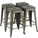 Yaheetech 24 Metal stools Counter Height Kitchen Stools Set of 4 Backless Stackable Bar Stools Indoor/Outdoor