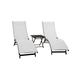 3 Piece White and Black Aluminium Folding Table and Reclining Chairs Set 69â€�