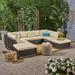 Brooke Outdoor 8 Piece Wicker Sofa Set and Cushions with Aluminum Frame Multibrown Beige