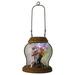 7 LED Lighted Solar Powered Outdoor Garden Lantern with Flowers