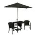 Blue Star Group Terrace Mates Adena All-Weather Wicker Java Color Table Set w/ 9 -Wide OFF-THE-WALL BRELLA - Chocolate Olefin Canopy