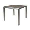 GDF Studio Crested Bay Outdoor Aluminum Square Dining Table Gray Faux Wood and Silver 4 Person