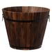 Rustic Wooden Whiskey Barrel Planter with Durable Medal Handles and Drainage Holes - Perfect for Indoor and Outdoor Use