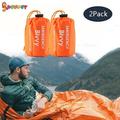 Spencer 2 Pack Emergency Sleeping Bag Waterproof Lightweight Survival Bivy Sack - Reusable Thermal Emergency Blanket Sleeping Gear for Outdoor Hiking Camping