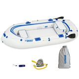 Sea Eagle SE9 Lightweight Inflatable Boat with Inflatable Floor 5 Oar Set Boat Bag Foot Pump 2 Seats Great for Boating Motoring Rowing Fishing & Yacht Tending- Start Up Package