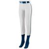 Augusta 1248A Ladies Low Rise Collegiate Softball Pant - White- Navy & Gold- XL