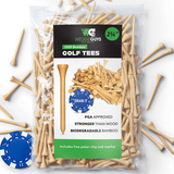 Wedge Guys PGA Approved Professional Bamboo Golf Tees 2-3/4 Inch - 1000 Count - Free Poker Chip Ball Marker - Stronger Than Wood Tees Biodegradable & Less Friction