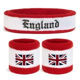 Suddora Cotton Terry Cloth Sweatband Set with 1 Headband and 2 Wristbands England