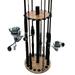 Rush Creek Creations 16 Round Fishing Rod/Pole Storage Floor Rack American Cherry Finish - Features Heavy Duty Steel Post - No Tool Assembly
