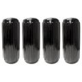 NEH Center Hole Ribbed Boat Pontoon Fender 10 x 28 4pcs Inflatable Vinyl Mooring Bumpers Guard Dock Docking - Black