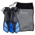 Seavenger Torpedo Swim Fins | Travel Size | Snorkeling Flippers With Mesh Bag For Women Men And Kids (Blue S/M)