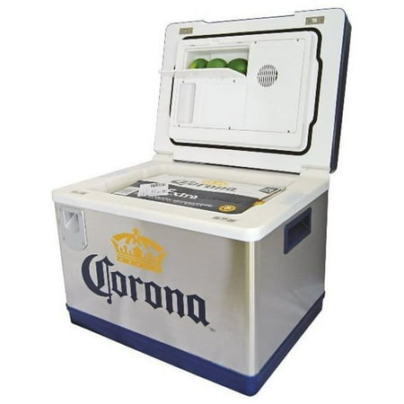 Corona Cruiser 45L (48 qt) Portable Cooler with Bottle Opener Thermoelectric Travel Fridge 12V DC/110V AC Silver and Blue