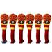 Majek #2 3 4 5 6 7 Hybrid Combo Pack Rescue Utility Red & Yellow Golf Headcover Knit Pom Pom Retro Classic Vintage Head Cover