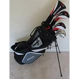 Mens LH Complete Golf Set Driver Fairway Wood Hybrid Irons Putter & Stand Bag