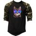 Men s Galaxy Glasses Cat KT B1290 Camo Raglan Baseball T-Shirt 2X-Large Camo