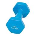 CanDo Vinyl Coated Dumbbell Light Blue 4 lb Single 1pc Handheld Weight for Muscle Training and Workouts Color Coded Anti-Roll Home Gym Equipment Beginner and Pro