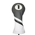 Majek Retro Golf Headcover Gray Black And White Vintage Leather Style 1 Driver Head Cover Fits 460Cc Drivers