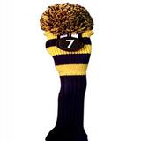 Majek #7 Fairway Metal Wood Blue & Yellow Golf Headcover Knit Pom Pom Retro Classic Vintage Head Cover