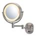 JERDON 8-Inch Wall Mounted Lighted Makeup Mirror with 5x-1x Magnification Nickel Finish - Model HL65ND