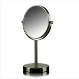 OVENTE 6 Desk Makeup Mirror with Stand 1X & 7X Magnifier Adjustable Double Sided Round Tabletop Mirror Nickel Brushed MNLT60BR1X7X