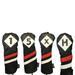 Majek Retro Golf Headcovers Black Red and White Vintage Leather Style 1 5 X H Driver Fairway Woods and Hybrid Head Cover Classic Look