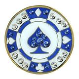 Navika Poker Chip Swarovski Crystal Ball Marker with Hat Clip (Blue Spade)
