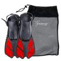 Seavenger Torpedo Swim Fins | Travel Size | Snorkeling Flippers With Mesh Bag For Women Men And Kids (Red L/XL)