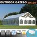 Delta Canopies 40 x20 PVC Marquee Fire Retardant Party Tent Wedding Canopy Gazebo with Steel Frame Removable Side Window Walls and Clear End Panels - White