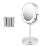 OVENTE 6 Lighted Vanity Mirror Table Top 1X 7X Magnification Double Sided Spinning Nickel Brushed MLT60BR1X7X