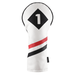 Majek Retro Golf Headcover White Red and Black Vintage Leather Style 1 Driver Head Cover Fits 460cc Drivers Classic Look