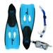 Pool Master 3pc Newport Silicone Adult Pro Swimming Pool Scuba and Snorkeling Set - Small - Blue