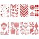 Pinkiou Pack of 8 Sheets Henna Tattoo Decal Stickers Lace Mehndi Temporary Tattoos Fashion Body Art Stickers for Women Teens & Girls (Red)