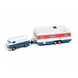 1965 Volkswagen Transporter with Vintage Mobile Home Dove Blue and White - Round 2 JLTG001/36B - 1/64 scale Diecast Model Toy Car